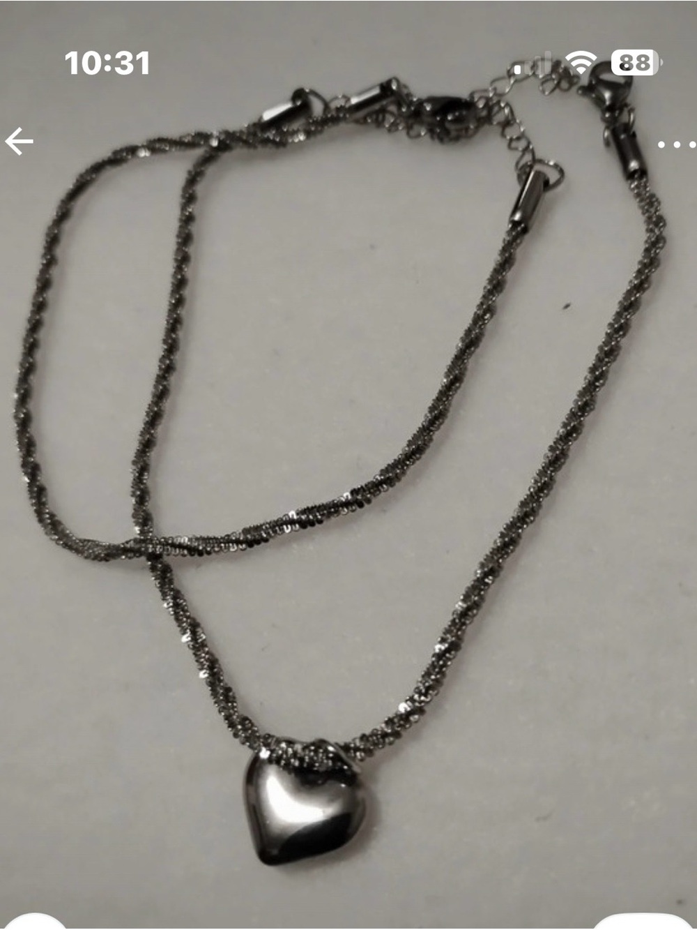 2 Shiny Silver Tone Women’s Anklet 1 with Heart Pendant - Women's Jewelry